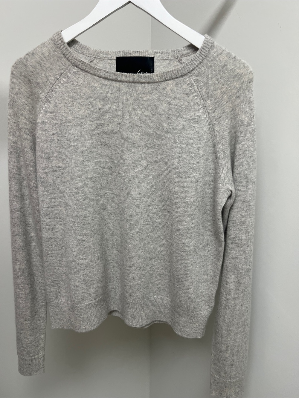Line Cashmere Crewneck Sweater in Light Gray